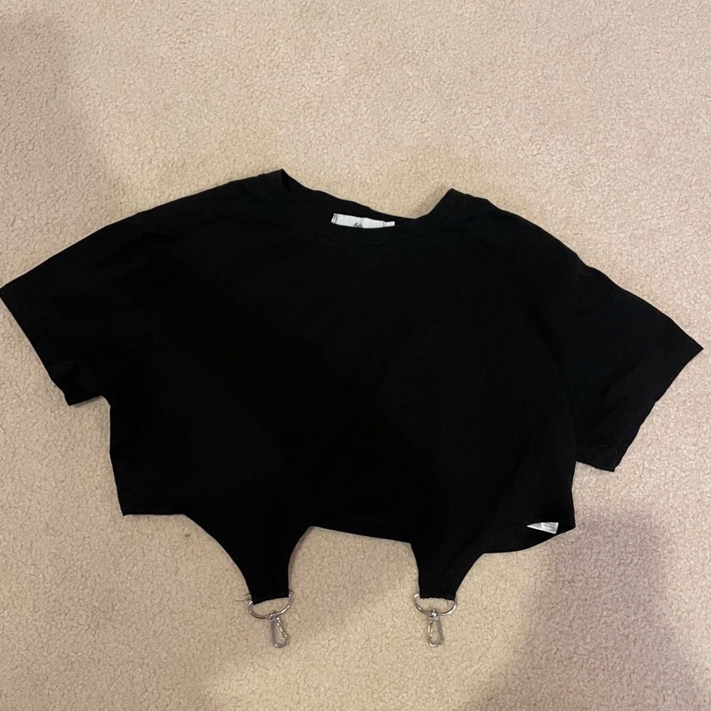 Adika Black Crop Cut Out T-Shirt